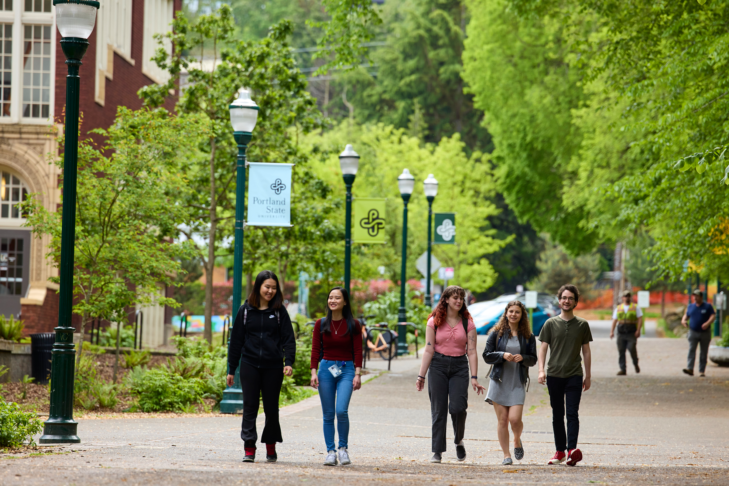 Students walking in Park Blocks