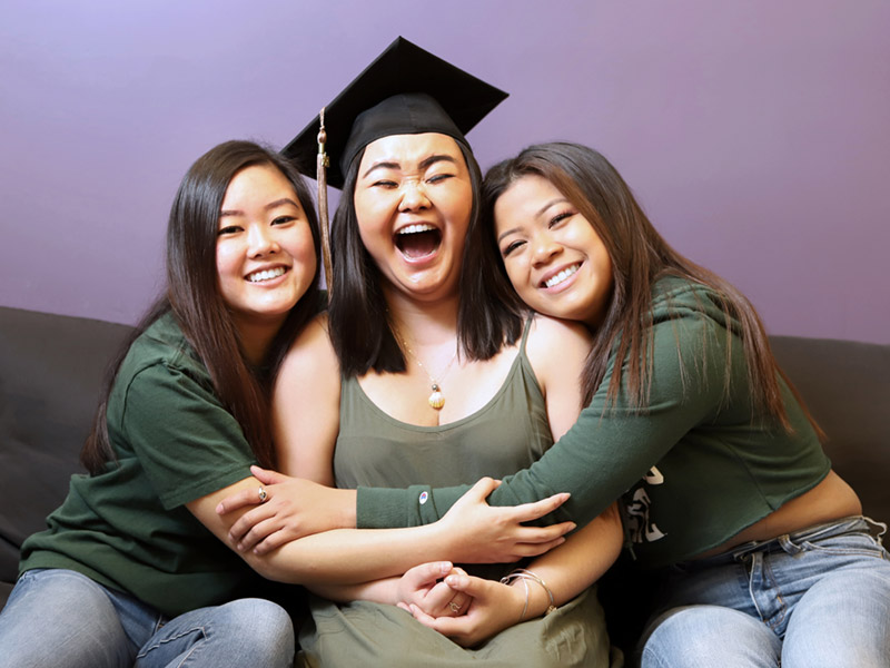 Students celebrating graduation