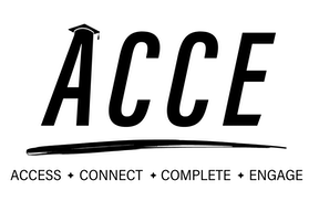 ACCE logo in black (access, connect, complete, engage)