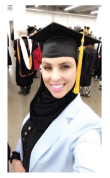 May. Mousa wearing a graduation mortar board