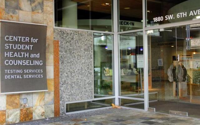 Student Health and Counseling sign outside their entrance