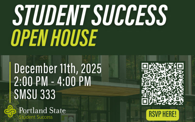 Student Success Open House. December 11th, 2025. 2:00-4:00PM. SMSU 333. RVP using the QR Code
