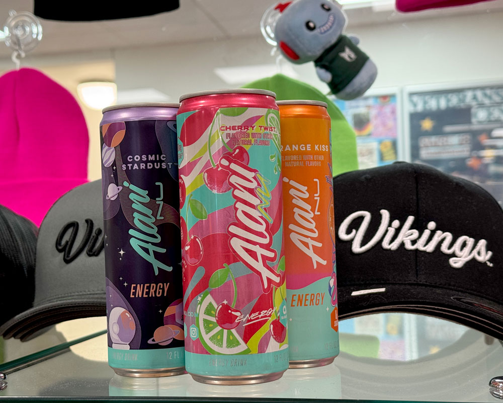 Energy drinks on display in University Market