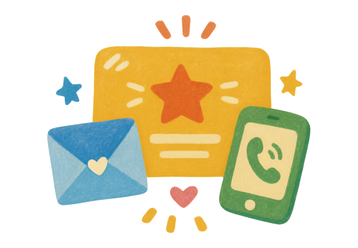Email, envelope, and cell phone icon