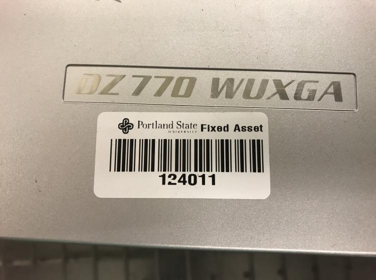 White PSU Fixed Asset tag