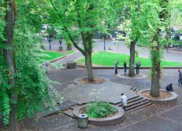 four people in the psu park blocks