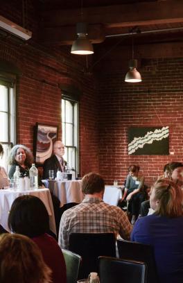 PSU faculty members present on gentrification to a room full of people