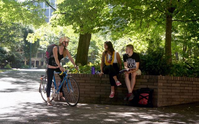 Students in park blocks