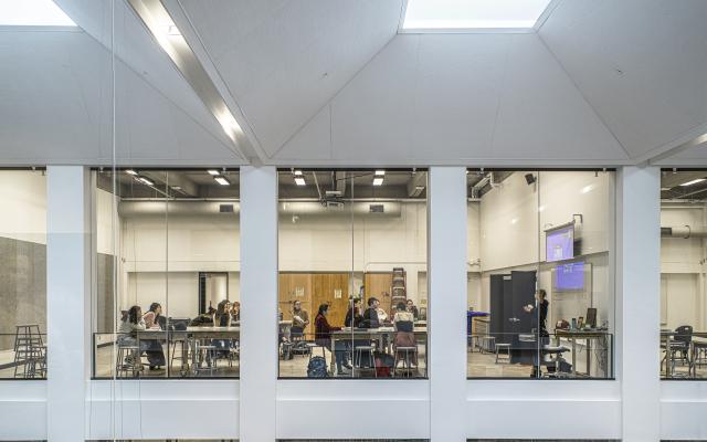 Atrium and skylights in building