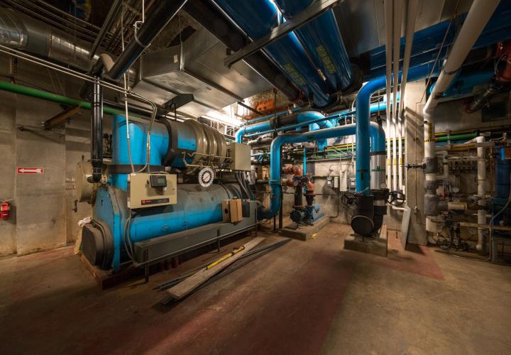 Mechanical room with gas boiler