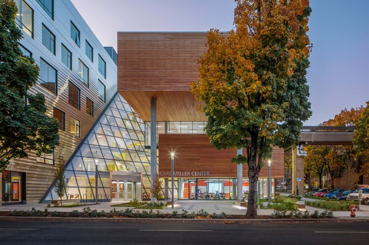Eastern entrance of Karl Miller Center building