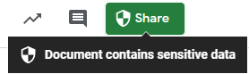 Share button showing security icon and security alert