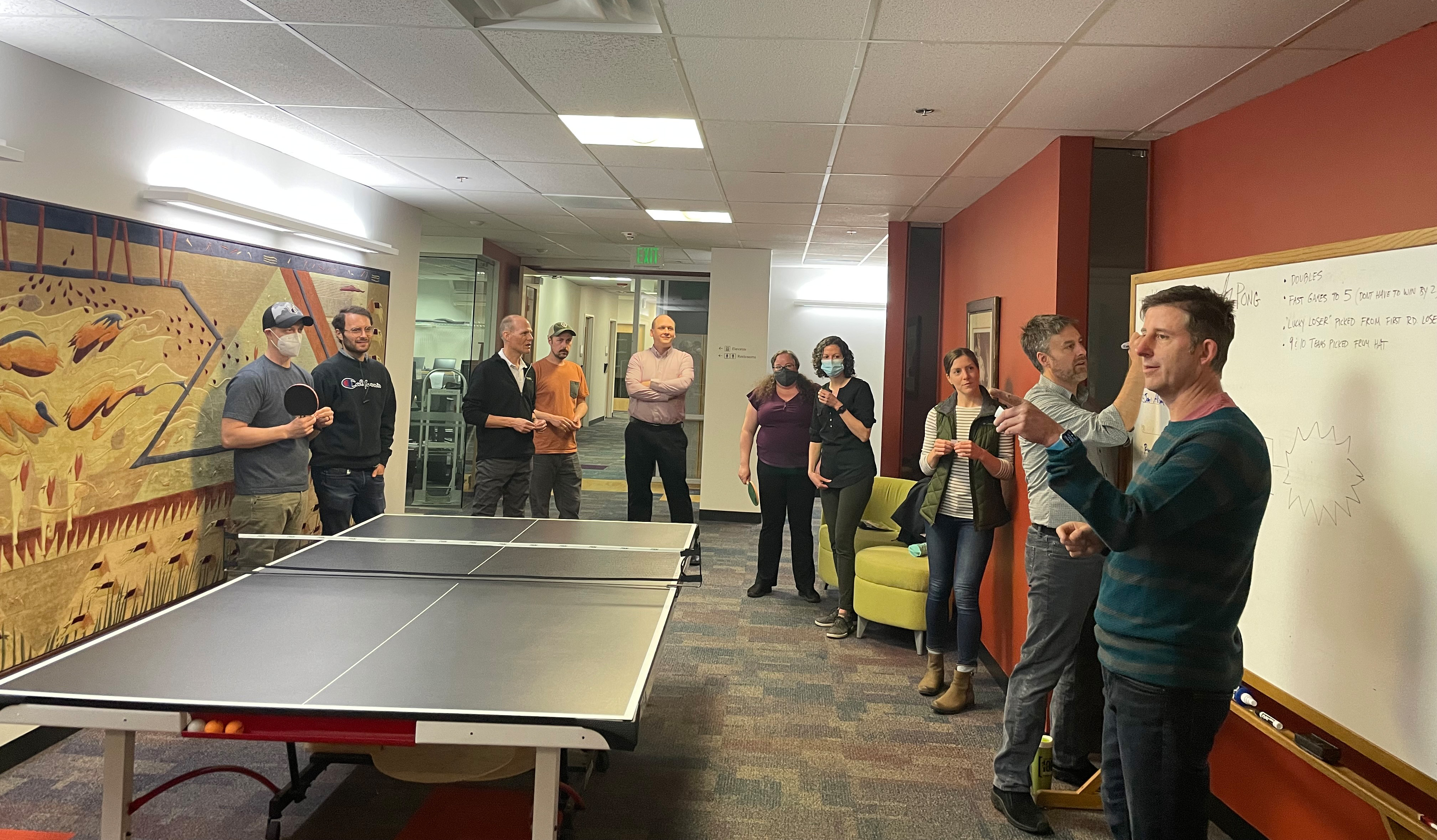 OIT employees interacting in the Fourth Avenue Building (FAB) space