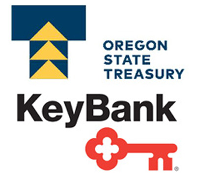 Oregon State Treasury and KeyBank logos next to each other