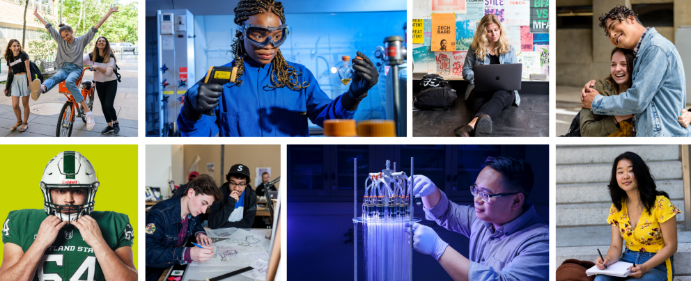 PSU students, faculty, and staff in a collage of university activities