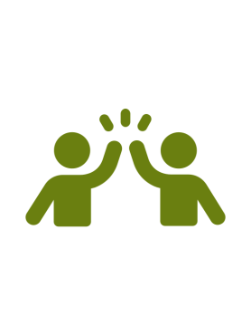 drawing of two figures high-fiving