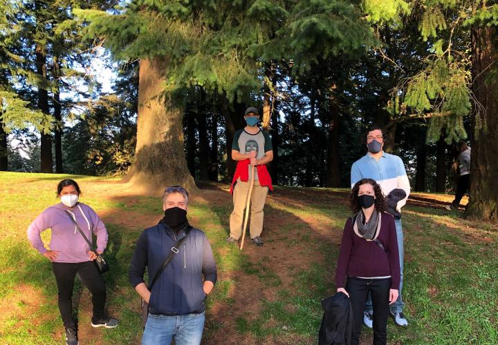 OIT employees on socially-distanced group walk