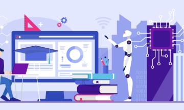 graphic showcasing technology, ai, and education