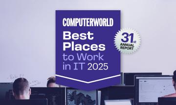 text reading "Computerworl best places to work in IT 2025" with a note following it stating "31st annual report"