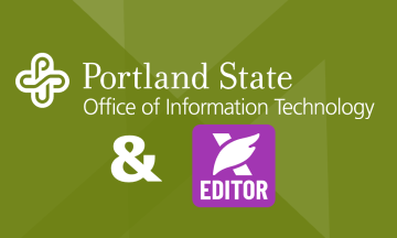 decorative image with the logos of Portland State and Foxit PDF Editor