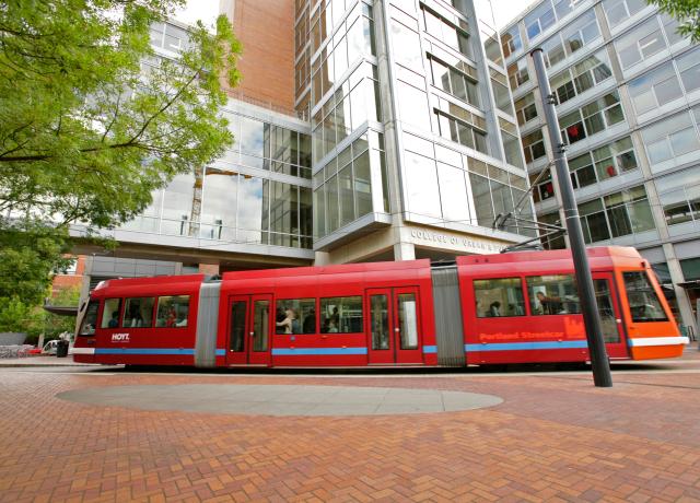 Portland Streetcar in Urban Plaza