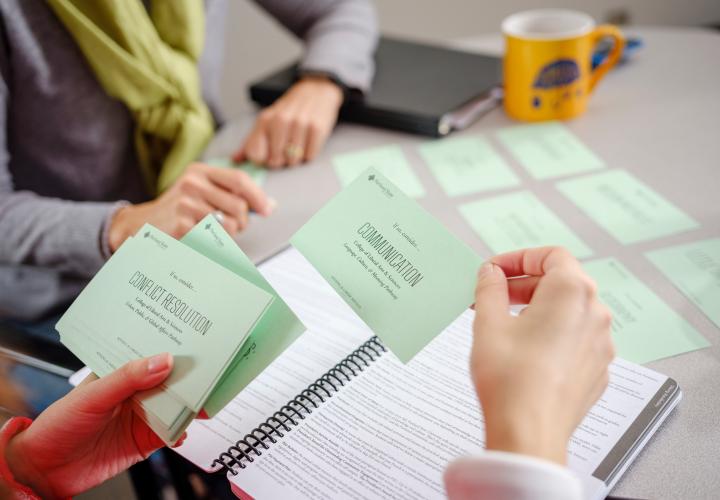 close up of advising session