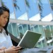 Student looking at a laptop