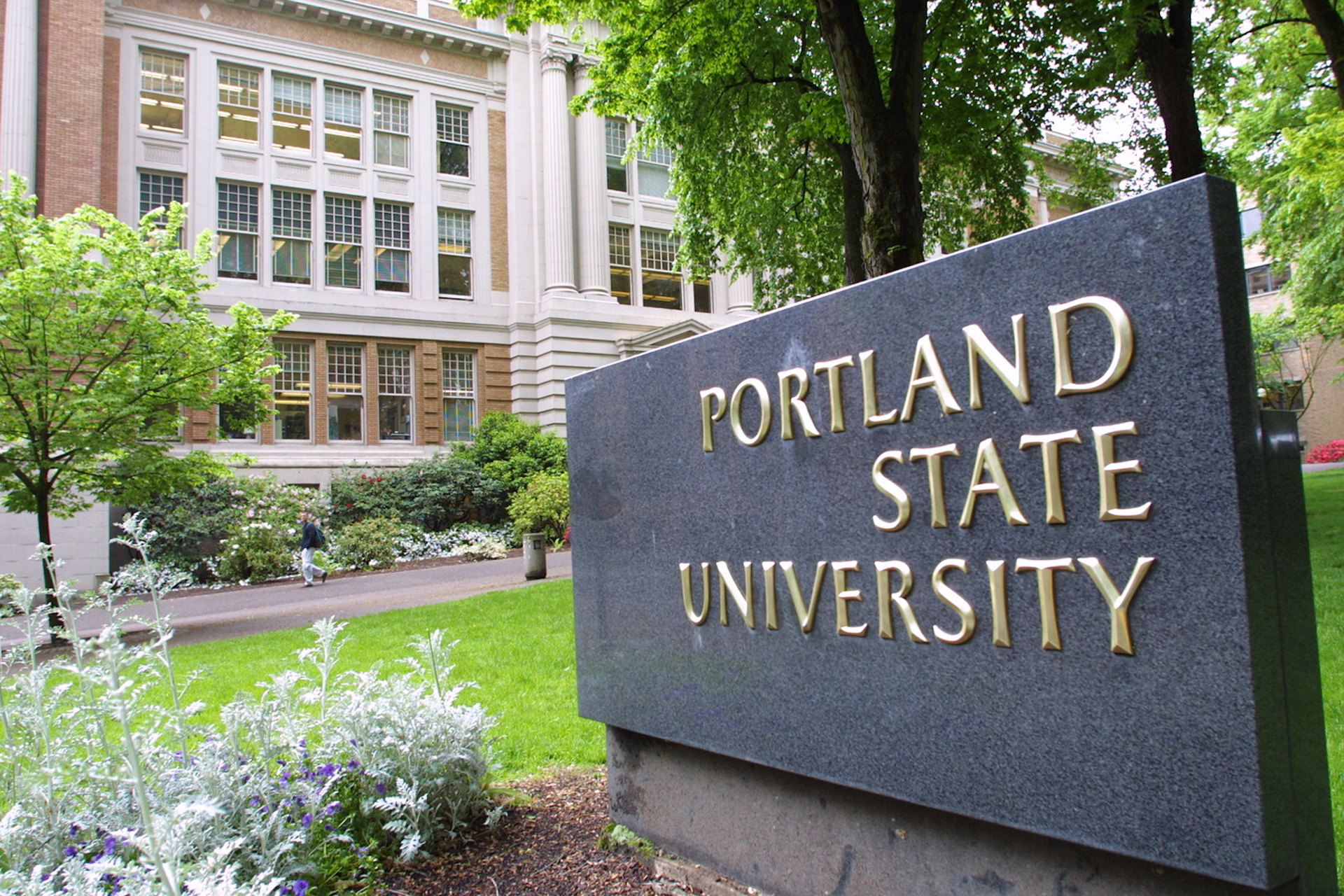 PSU granite sign in the Park Blocks