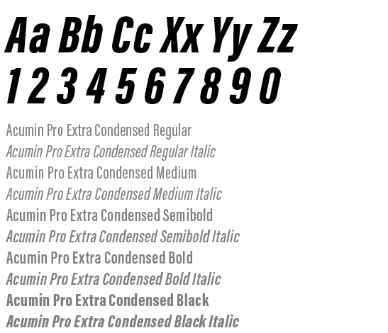 Example of Acumin Pro Extra Condensed font