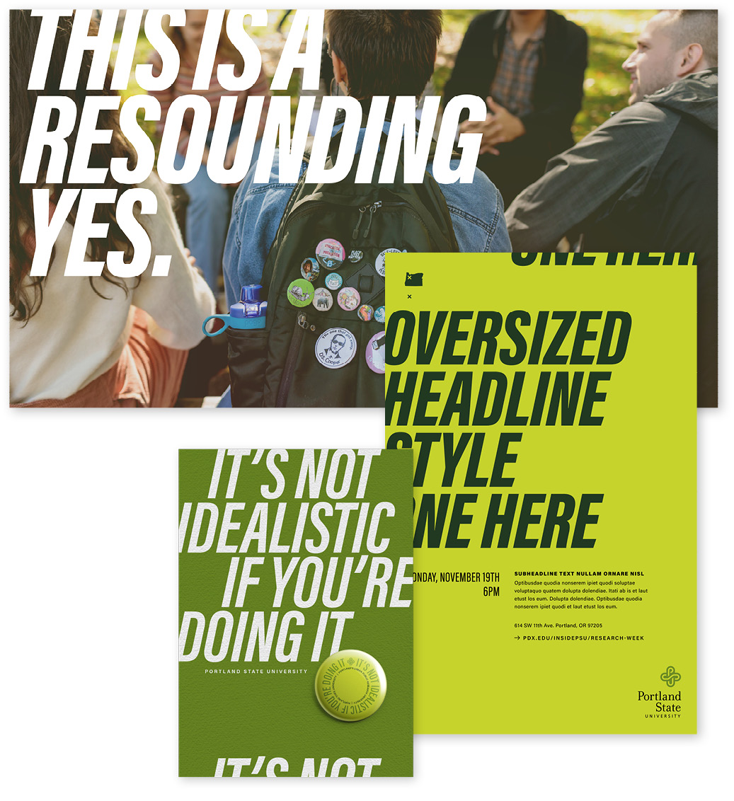 Examples of headline design variations using a single Acumin font