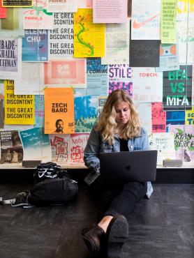 Student looking at laptop