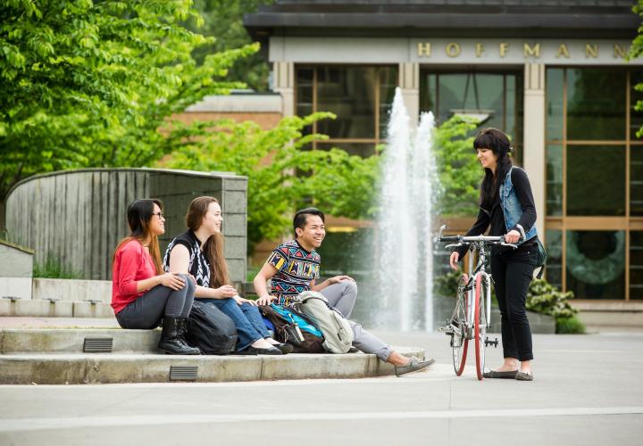 PSU students relaxing in the Park Blocks