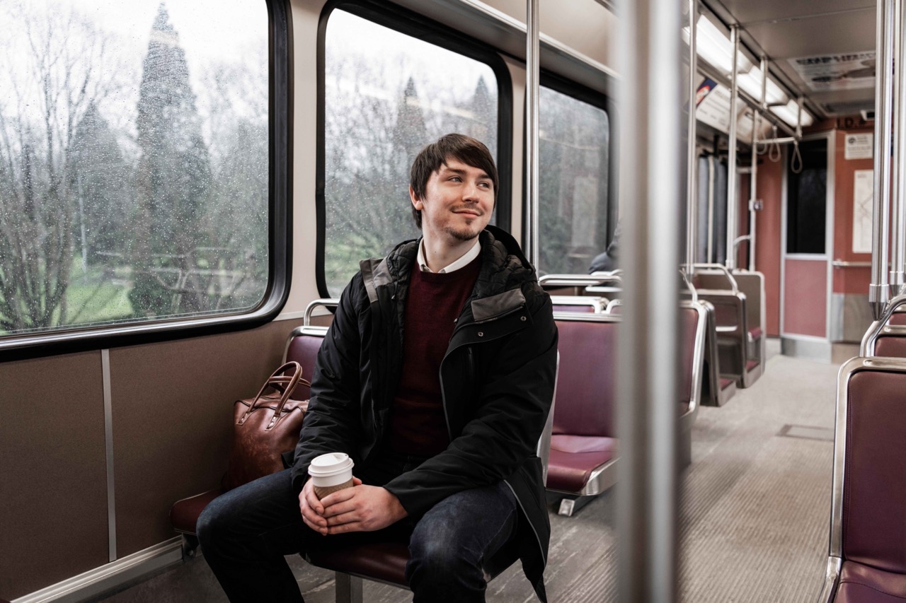 Person sitting on the MAX