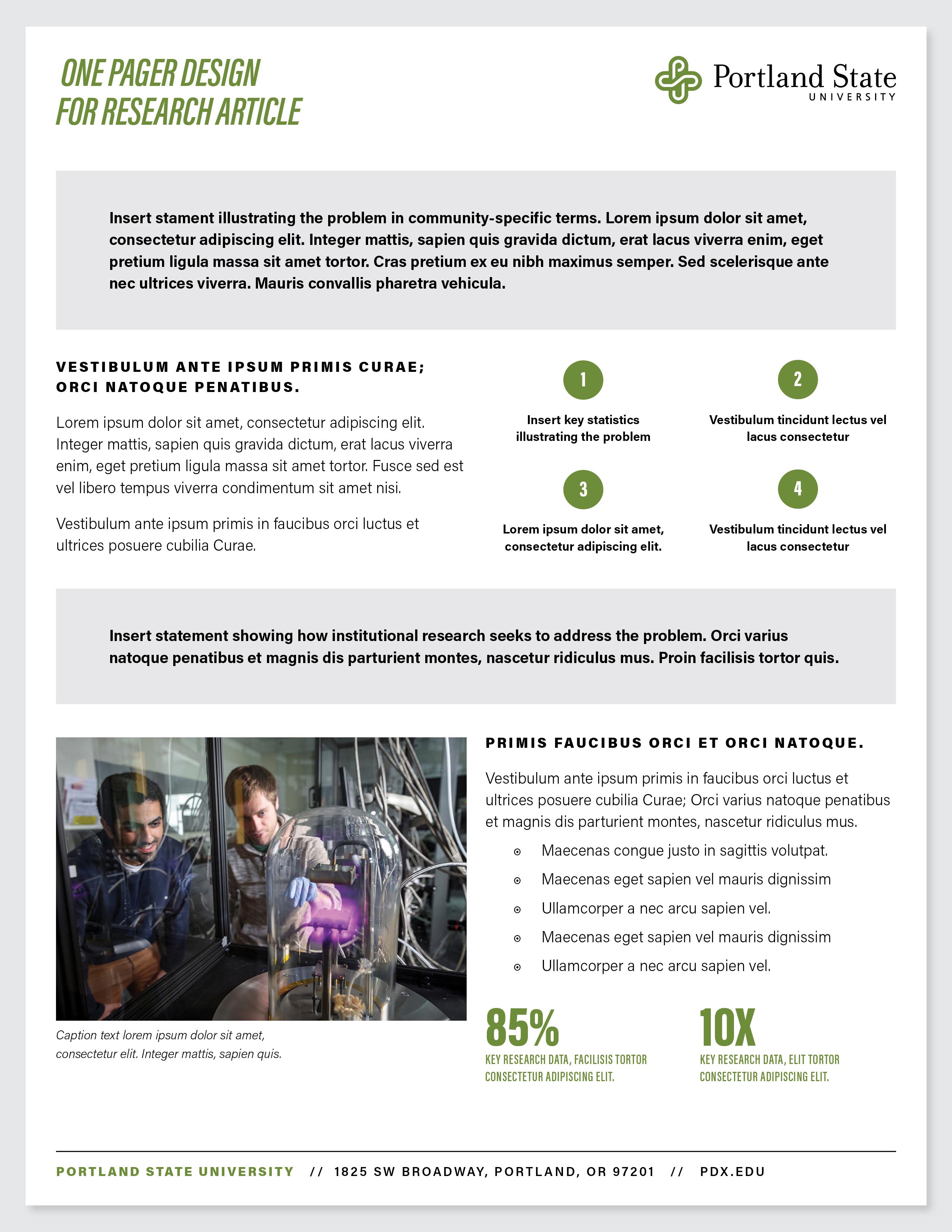 Example of research focused one page document