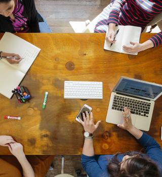 People collaborating around a table