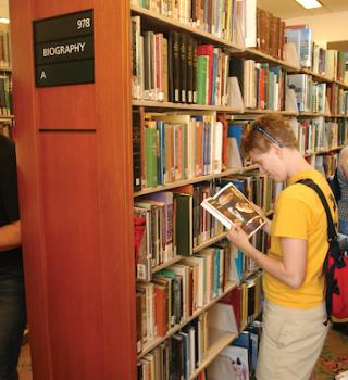 Students in Library Stacks