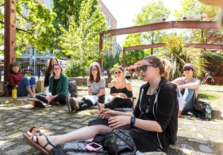 Students in an outdoor class