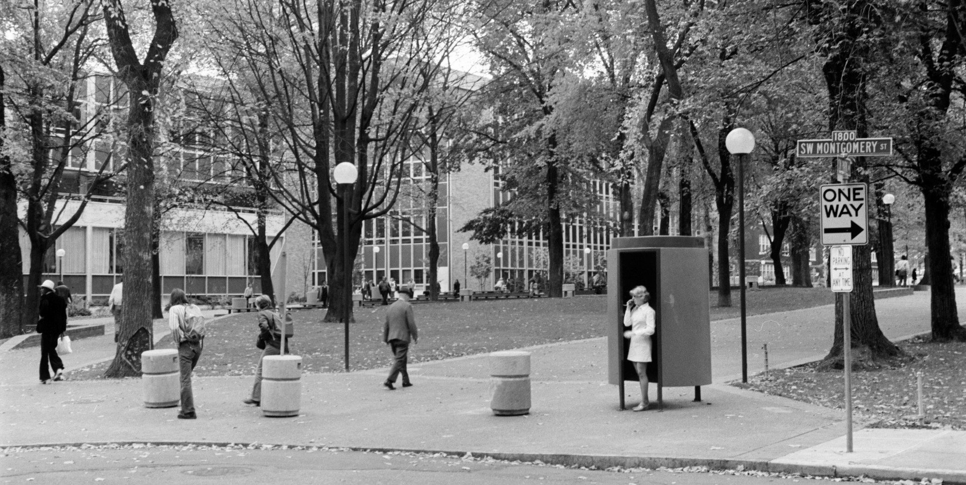 Students on campus in 1972