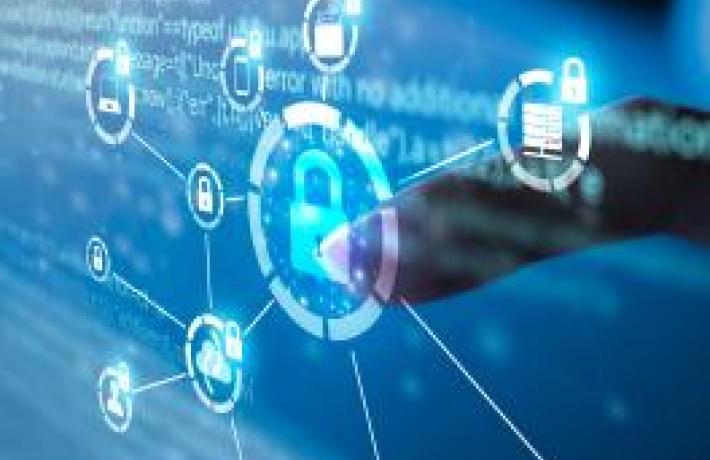 Computer screen with security icons