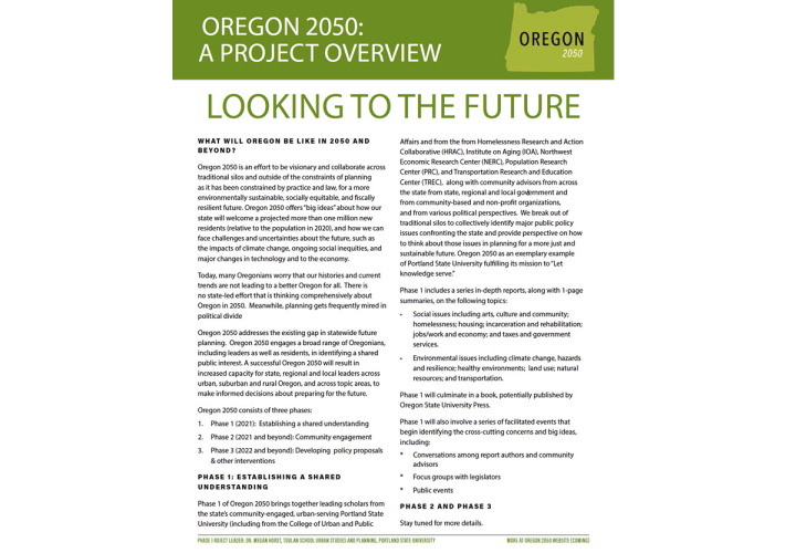 Oregon 2050 Overview