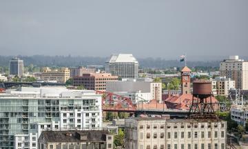 View of downtown Portland train station