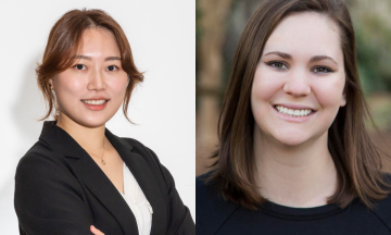 A dual-panel image of scholarship recipients Eun Jun Choi (left) and Holly Querin