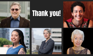 Five photos of faculty and staff from the TSUSP, accompanied by text that says, "Thank you!"