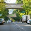 the skybridge at psu, reading "portland state university"