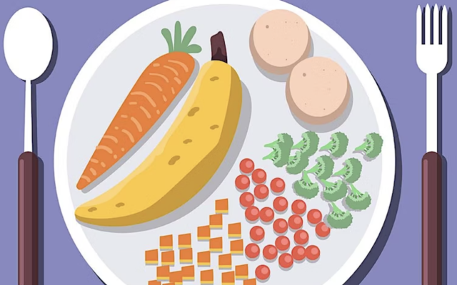 Illustration of a plate of vegetables