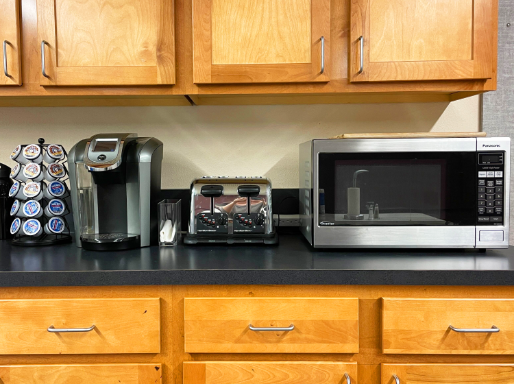 Keurig, Toaster, and Microwave photo
