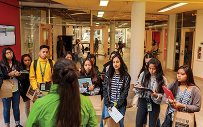 Students on a campus tour