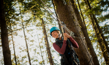 Student on a ropes course