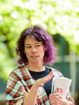 Female instructor teaching class in Park Blocks