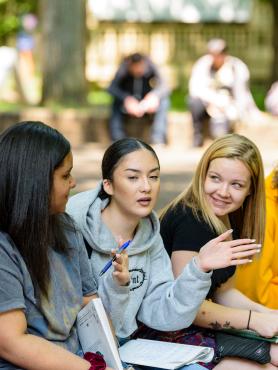 Group of students during class in the Park Blocks